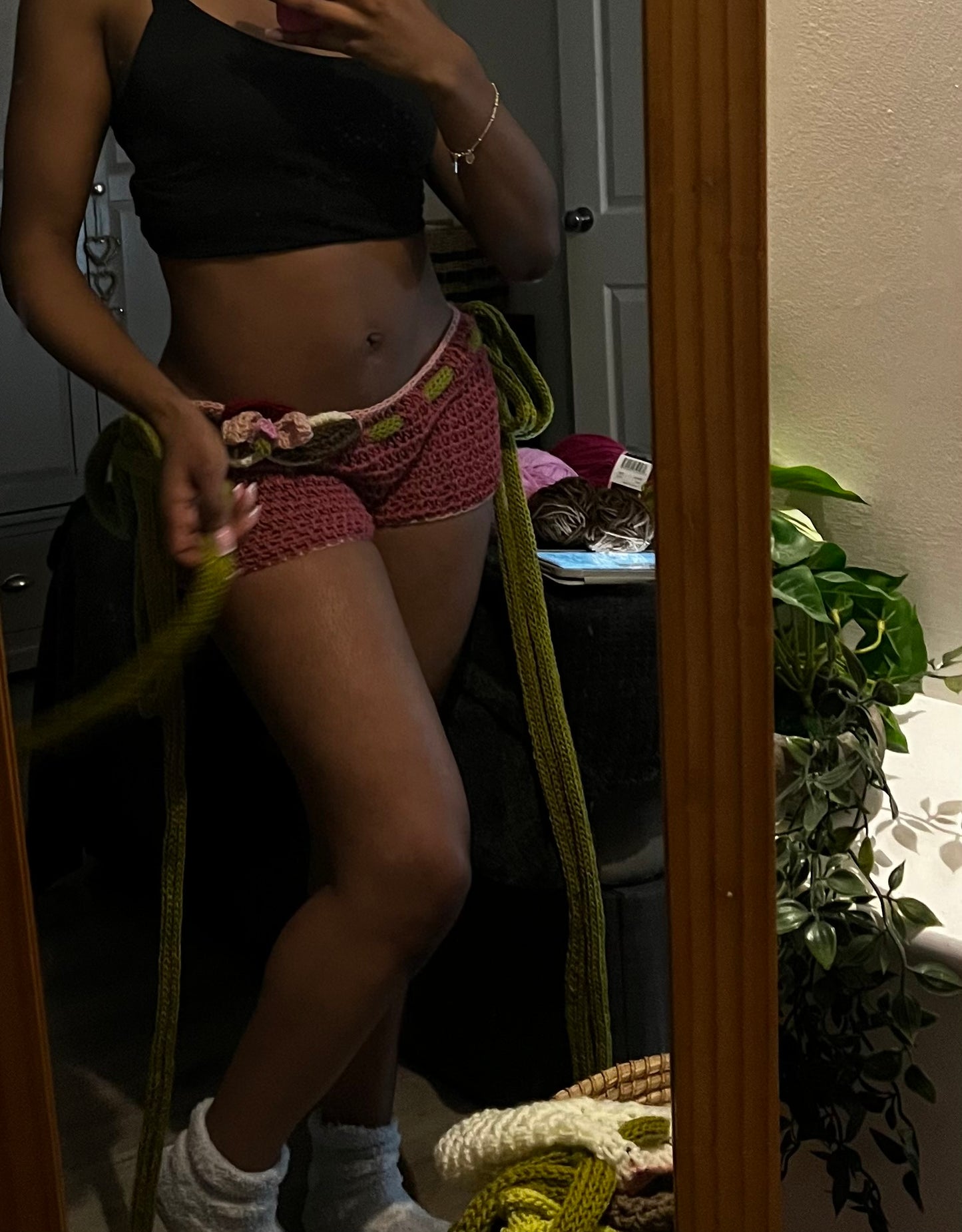 Fuchsia pink orchid micro shorts